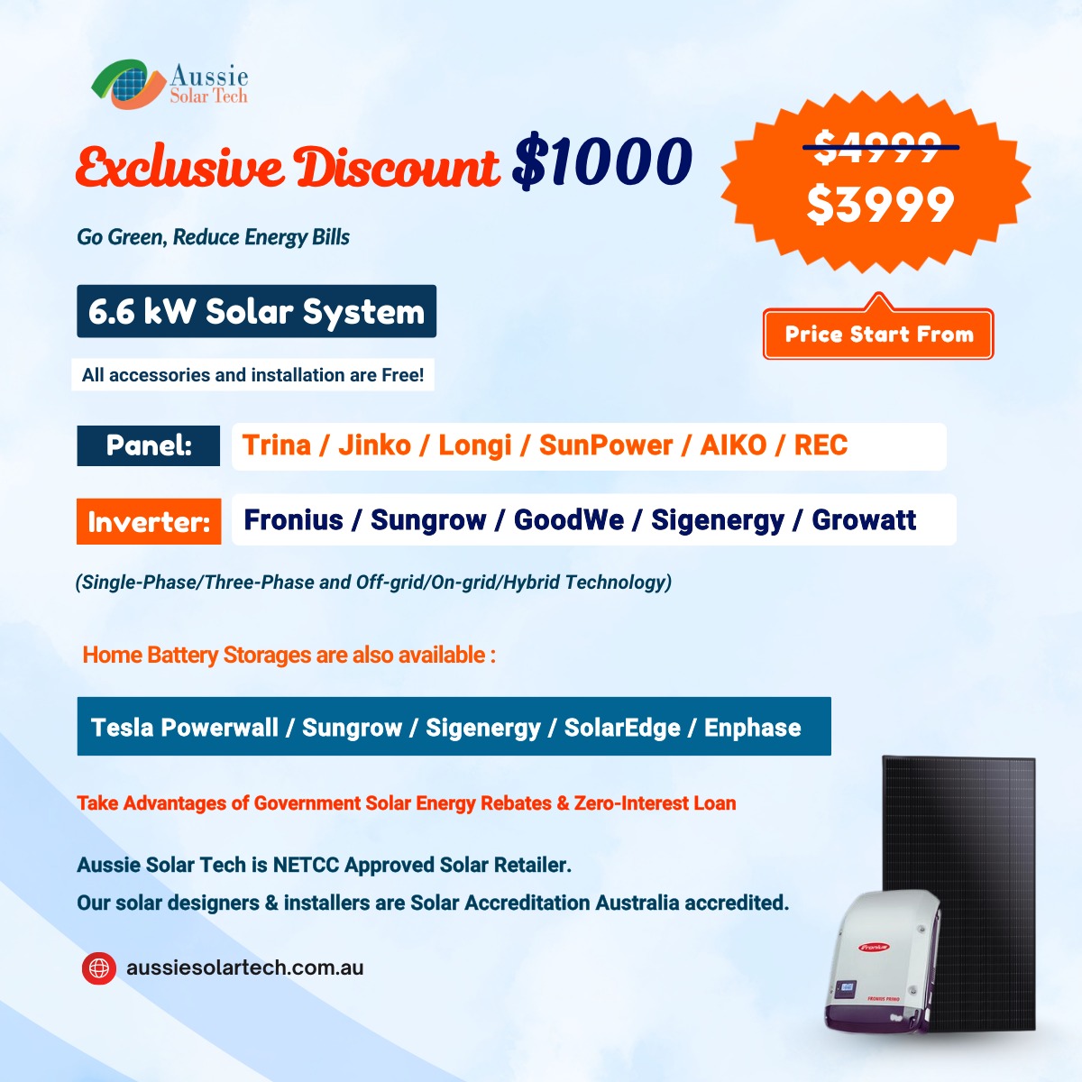 6.6kW Solar System Price