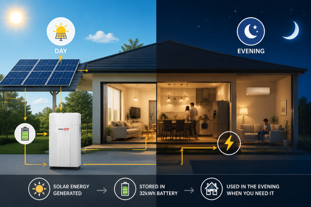 32KWh Solar Battery for Day and Night Energy Use