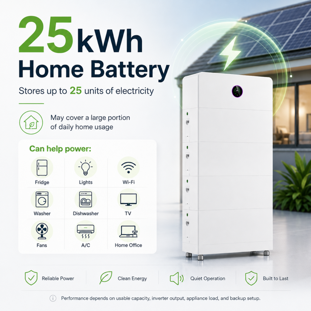 How Much Power Can a 25KWh Solar Battery Store